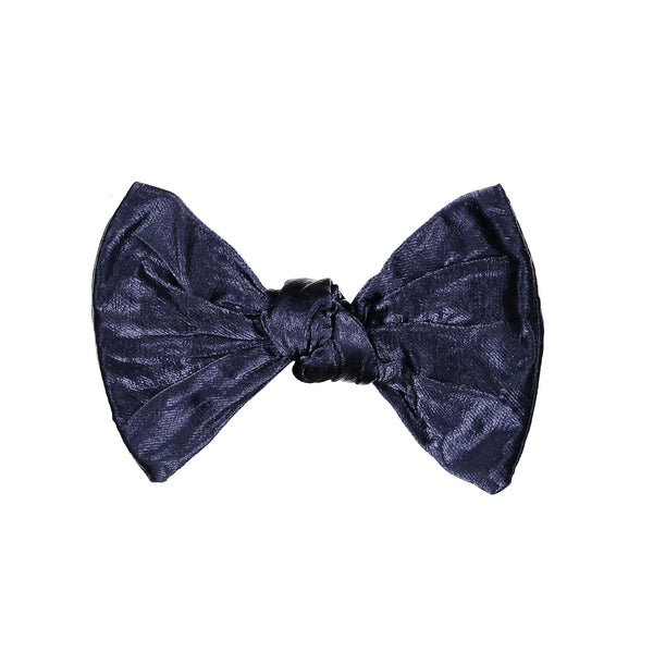 Knot Hairbands Leathered Bow Clip // Navy