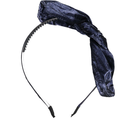 Knot Hairbands Leathered Bow Headband // Navy