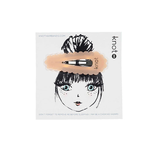 Knot Hairbands Scalloped Oversized Snap Clip // Pink