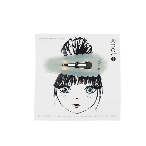 Knot Hairbands Scalloped Oversized Snap Clip // Sky Blue