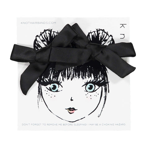 Knot Hairbands Silk Mini Bow Clip Set // Black