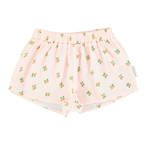 Piupiuchick Shorts W/Frills | Light Pink Stripes W/ Little Flowers