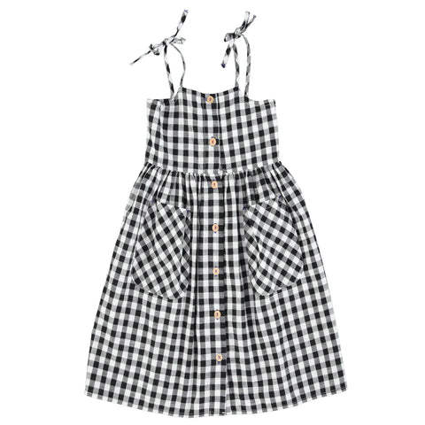 Piupiuchick Long Dress | Black & White Checkered
