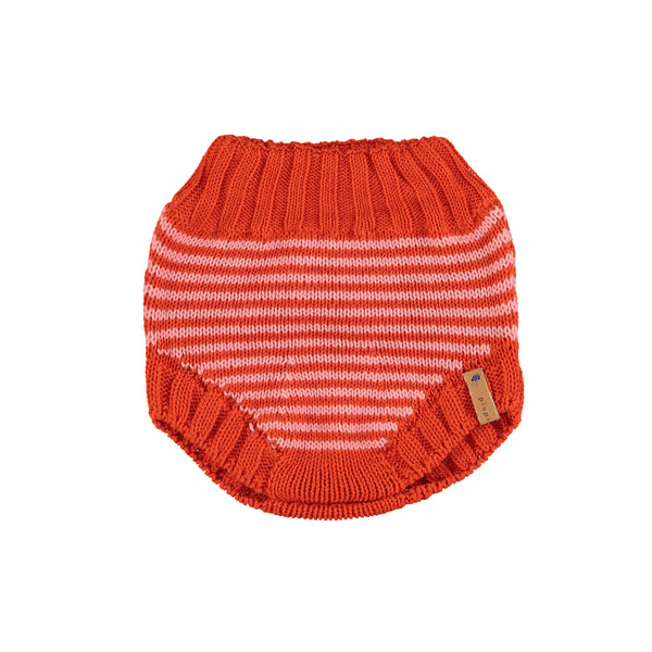Piupiuchick Knitted Baby Shorties | Pink & Red Stripes