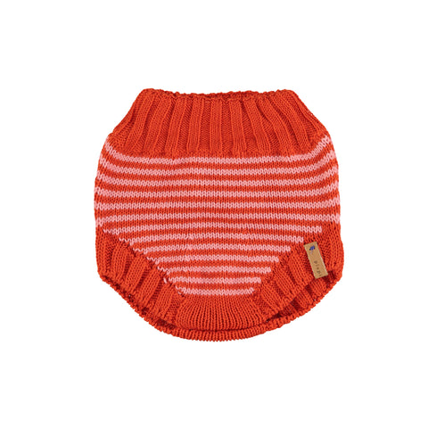 Piupiuchick Knitted Baby Shorties | Pink & Red Stripes