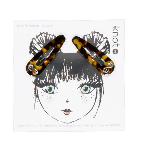 Knot Hairbands tortoise snap clip set amber