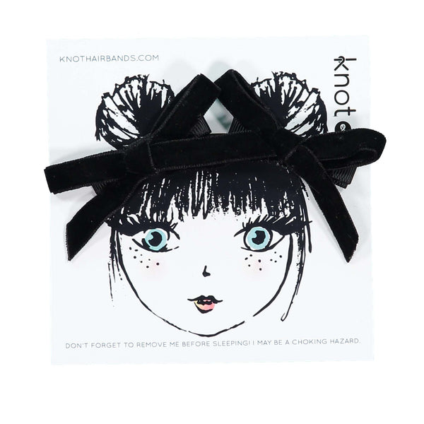 Knot Hairbands Velvet Ribbon Mini Bow Set // Black
