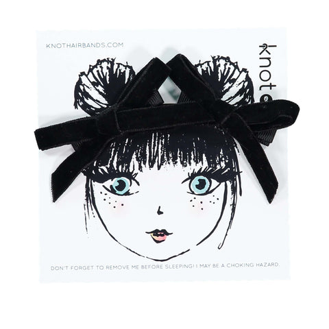 Knot Hairbands Velvet Ribbon Mini Bow Set // Black