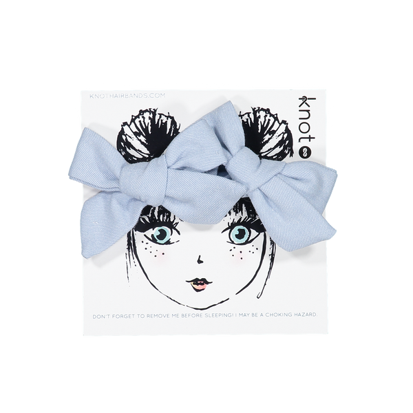 Knot Hairbands Vintage Denim Bow Set // Light Wash