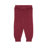 Tocoto Vintage Cotton Knit Ribbed Leggings Burdeaux