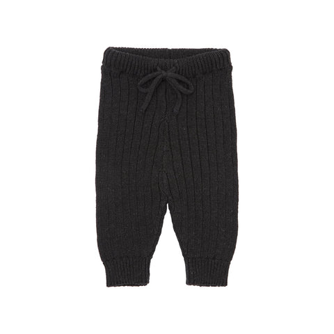 Tocoto Vintage Cotton Knit Ribbed Leggings Dark Grey