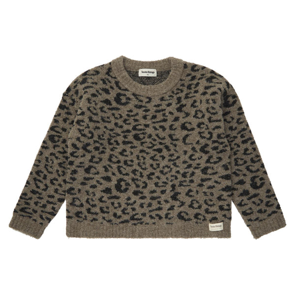 Tocoto Vintage Animal Print Sweater Brown