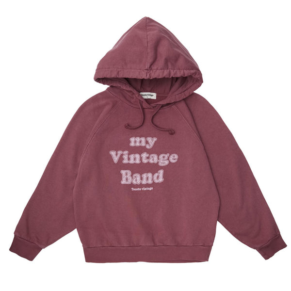 Tocoto Vintage Hooded Sweatshirt "Vintage Band" Dark Pink