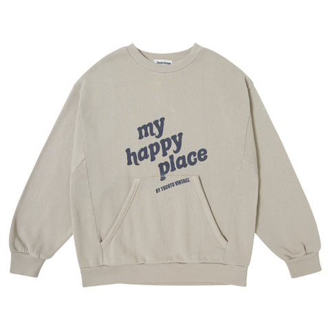 Tocoto Vintage Pockets Sweatshirt " My Happy Place" Brown