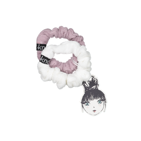 Knot Hairbands Cabana Scrunchie Set // White + Lavender