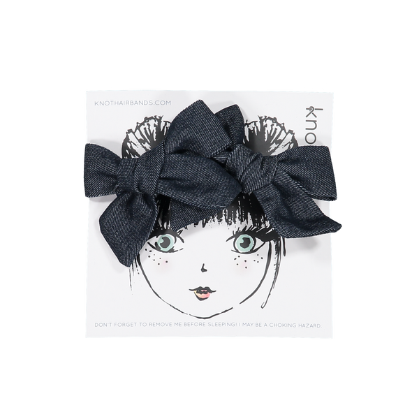 Knot Hairbands Vintage Denim Bow Set // Dark Wash