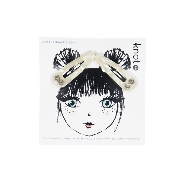 Knot Hairbands Seaglass Clip Set // Cream Glass