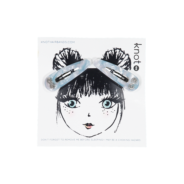 Knot Hairbands Seaglass Clip Set // Blue Glass