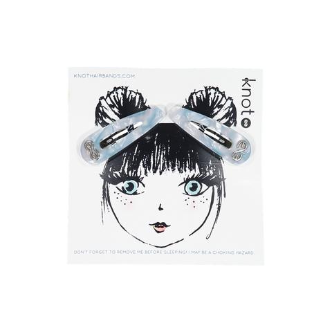 Knot Hairbands Seaglass Clip Set // Blue Glass