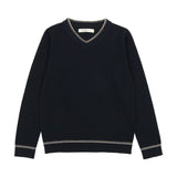 Coco Blanc Knit Stitched V-Neck Sweater