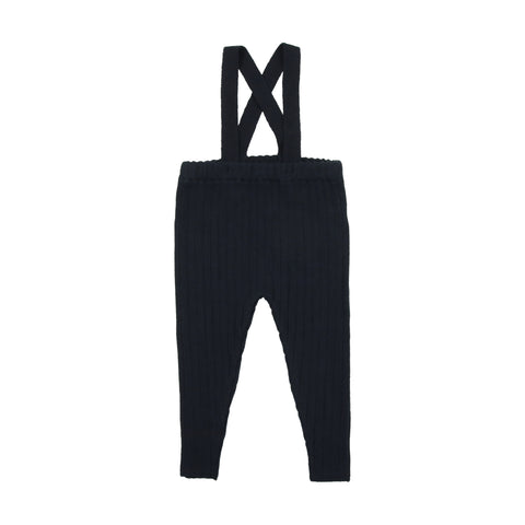 Coco Blanc Ribbed Knit Overalls Navy