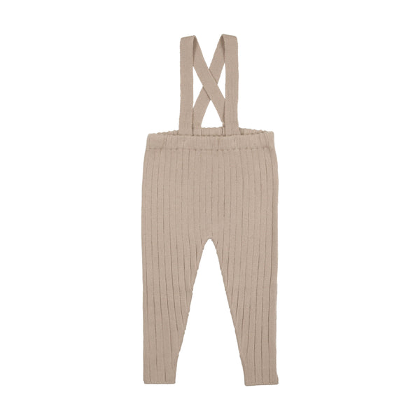 Coco Blanc Ribbed Knit Overalls Oatmeal