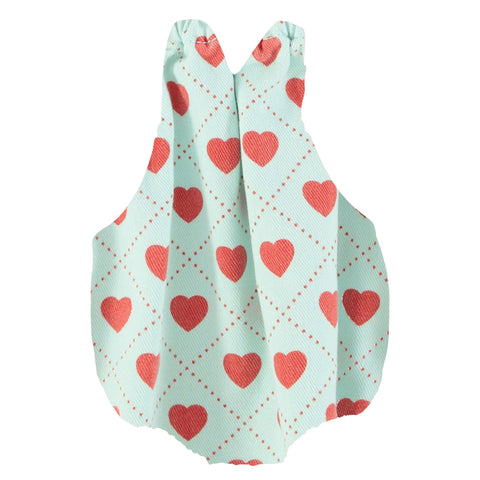 Piupiuchick Baby Romper Light Blue W/ Red Hearts Allover