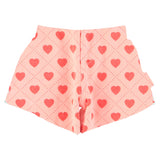 Piupiuchick Shorts W/ Fringes Pink W/ Red Hearts Allover