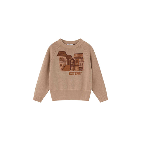 Coco Blanc Graphic Sweater Tan