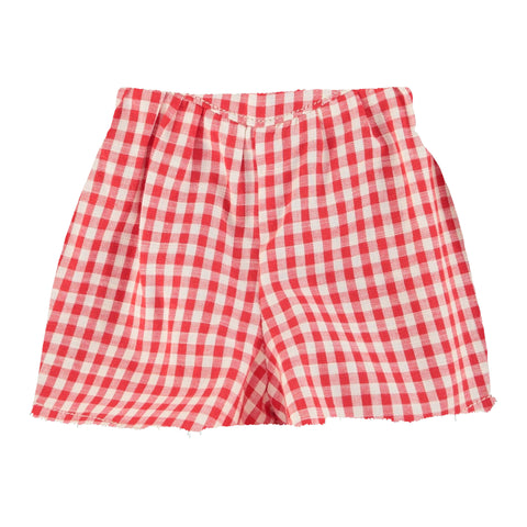 Piupiuchick Knee-Lenght Skirt Red & Ecru Checkered