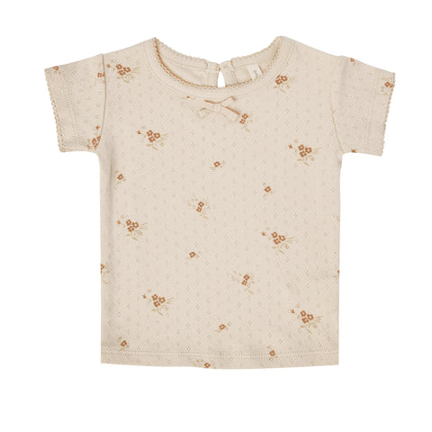 Quincy Mae Pointelle Tee | Ditsy Clay