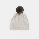 BELLE ENFANT Pompom Hat, Rabbit Fur Trim