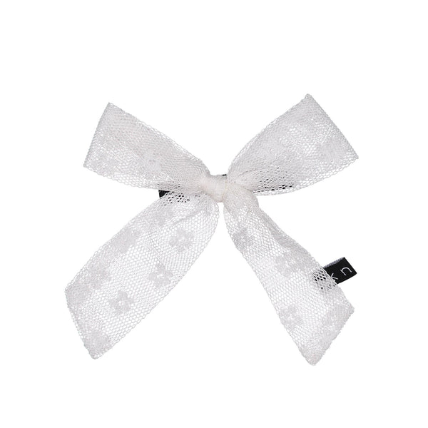 KNOT HAIRBANDS BUTTERCUP BOW CLIP WHITE
