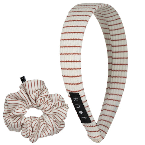Knot Hairbands Coastal Striped Headband Set Brunette