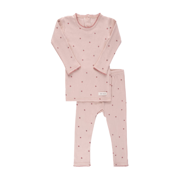 Ely's & Co. Ribbed Cotton Strawberry Collection Pink/Pink 2 Piece