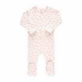 Ely's & Co. Ribbed Cotton Floral Collection Pink/Ivory Onesie