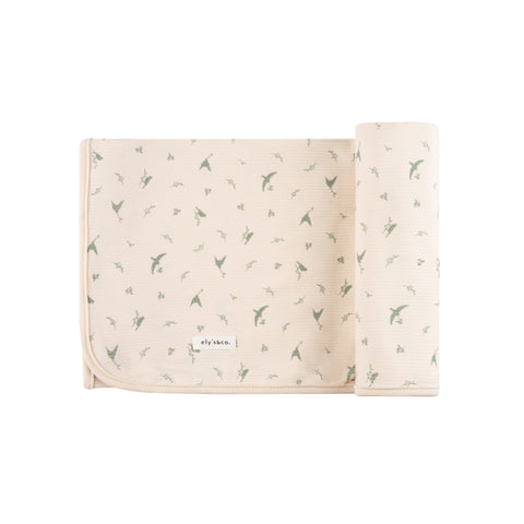 Ely’s & Co Ribbed Cotton - Bird - Sage/Cream - Blanket