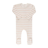 Ely's & Co. Ribbed Cotton Wide Stripes Pink/Ivory Onesie