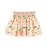 Piupiuchick Knee lenght skirt w/ embroidered waistband | Pink w/ multicolor geometric allover