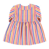 Piupiuchick Knee lenght peter pan dress | Pink w/ multicolor stripes