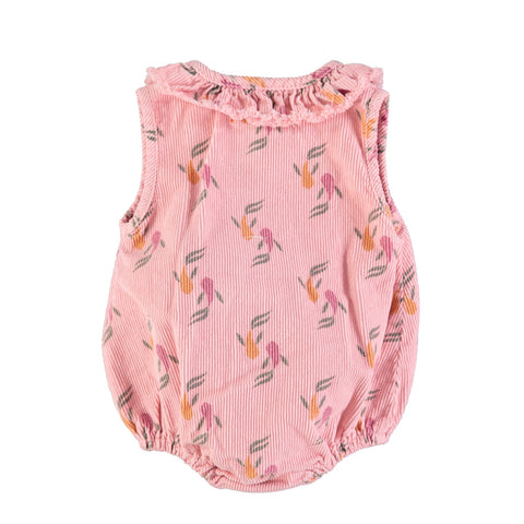 Piupiuchick Sleeveless baby romper | Pink w/multicolor fishes