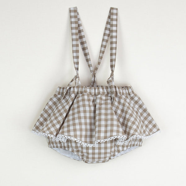 Popelin Gingham Romper Suit With Removable Straps