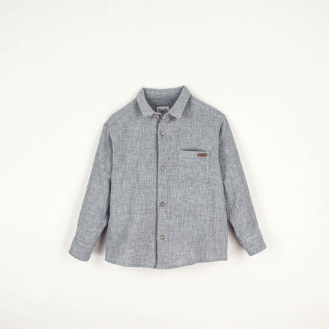 Popelin Light grey shirt with pockets in organic fabric