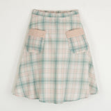Popelin Pink Plaid Skirt With Pockets