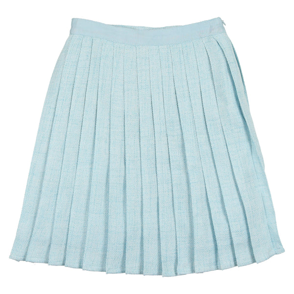 Coco Blanc Woven Pleated Skirt Pale Blue