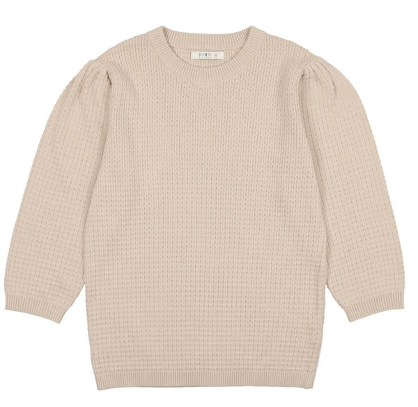 Coco Blanc 3/4 Pointelle Girl Sweater Sand