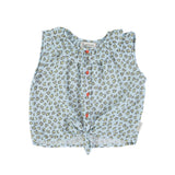 Piupiuchick Baby sleeveless shirt | light blue w/ animal print